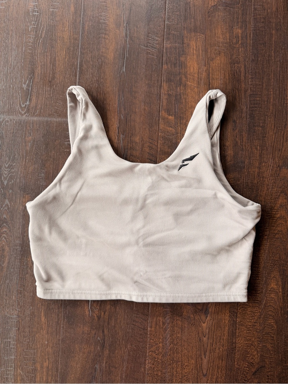 flag nor fail Tan Ribbed Tank Top with Black Logo